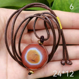 Natural Agate One Eye Dzi Bead Necklace Old Weathered Jewelry Amulet