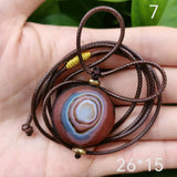 Natural Agate One Eye Dzi Bead Necklace Old Weathered Jewelry Amulet