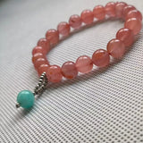 Natural Red Agate Single-Circle Bead Bracelet Crystal Women's Jewelry