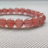 Natural Red Agate Single-Circle Bead Bracelet Crystal Women's Jewelry
