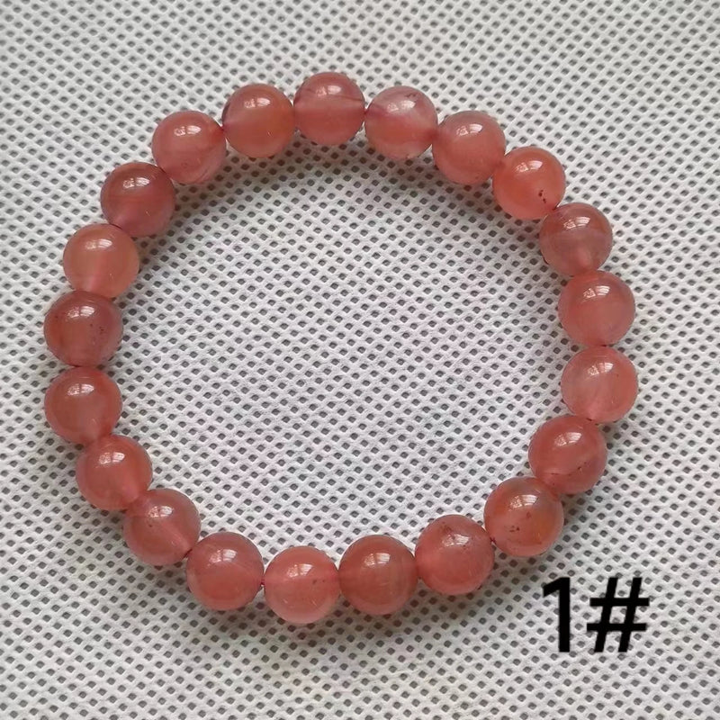 Natural Red Agate Single-Circle Bead Bracelet Crystal Women's Jewelry