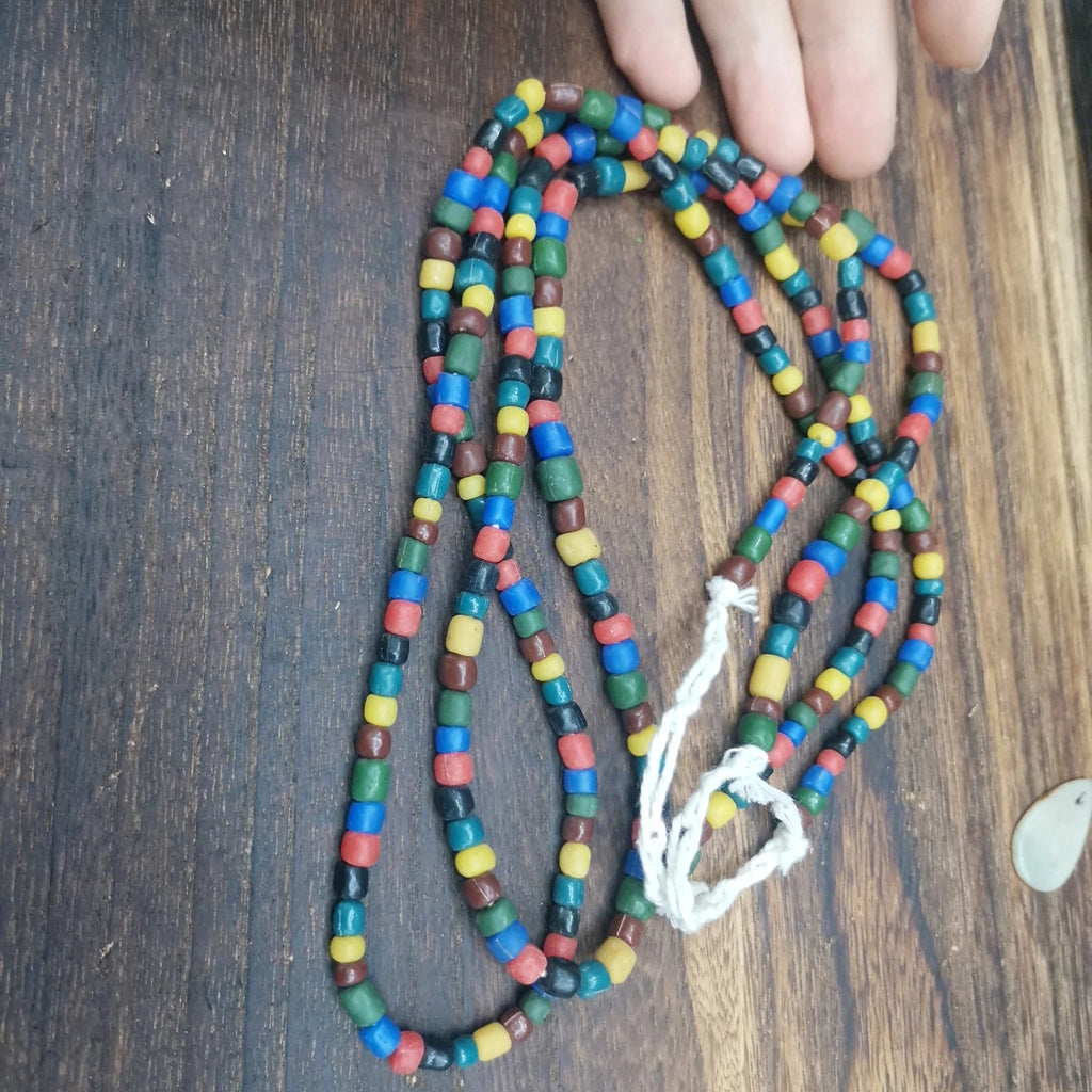 Old Glass Beads Necklace Colorful Amulet Jewelry Folk-custom Natural