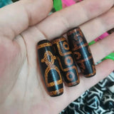 Natural Agate Dzi Orange Red Multi-Pattern Folk Custom Gem Jewelry DIY