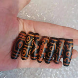 Natural Agate Dzi Orange Red Multi-Pattern Folk Custom Gem Jewelry DIY