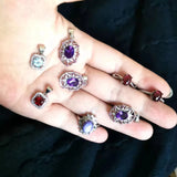 Natural Amethyst Ruby Pendant S925 Sterling Silver Vintage Zircon Inlay