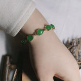 Natural Copper Gilt Inlaid Green Jade Bracelet Accessories Gemstone Jewelry