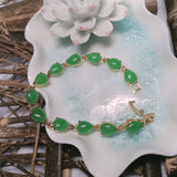 Natural Copper Gilt Inlaid Green Jade Bracelet Accessories Gemstone Jewelry