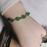 Natural Copper Gilt Inlaid Green Jade Bracelet Accessories Gemstone Jewelry