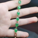 Natural Copper Gilt Inlaid Green Jade Bracelet Accessories Gemstone Jewelry