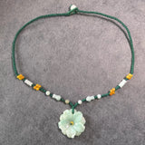 Natural Jade Carved Pendant Necklace - Ladies Jewelry Amulet