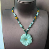 Natural Jade Carved Pendant Necklace - Ladies Jewelry Amulet