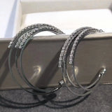 C Letter Shape Earrings S925 Silver Needle Shine Multi-Layered Moon Fine Jewelry