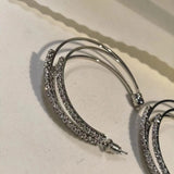 C Letter Shape Earrings S925 Silver Needle Shine Multi-Layered Moon Fine Jewelry