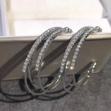 C Letter Shape Earrings S925 Silver Needle Shine Multi-Layered Moon Fine Jewelry