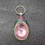 Synthetic Gemstone Flower Oval Pendant Vintage Jewelry