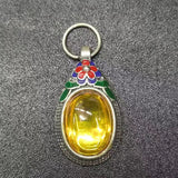 Synthetic Gemstone Flower Oval Pendant Vintage Jewelry