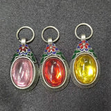Synthetic Gemstone Flower Oval Pendant Vintage Jewelry