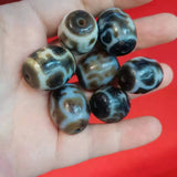 Weathered old agate double tiger tooth dalo dzi beads