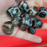 Weathered old agate double tiger tooth dalo dzi beads