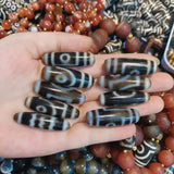 Natural High Tibetan Agate Dzi Beads One Two Eyes Heaven and Earth Tiger Tooth