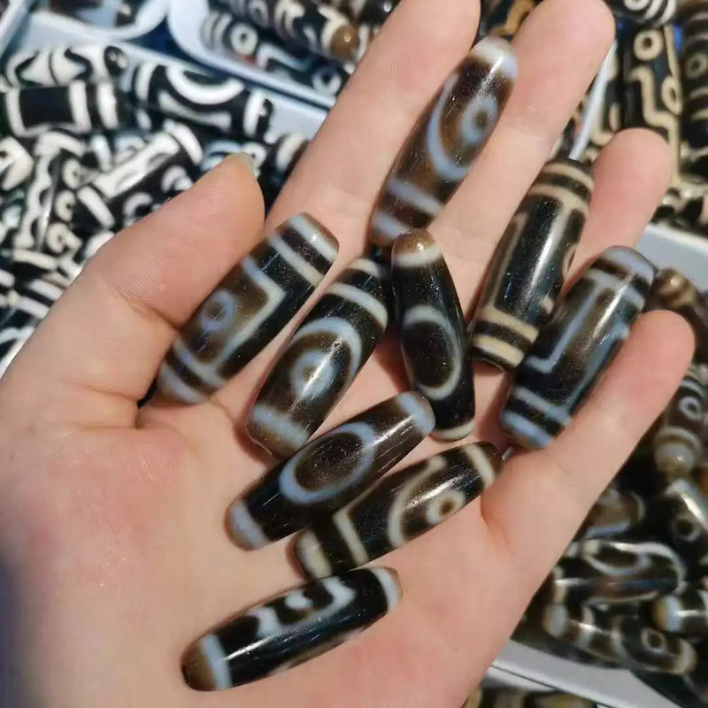 Natural High Tibetan Agate Dzi Beads One Two Eyes Heaven and Earth Tiger Tooth