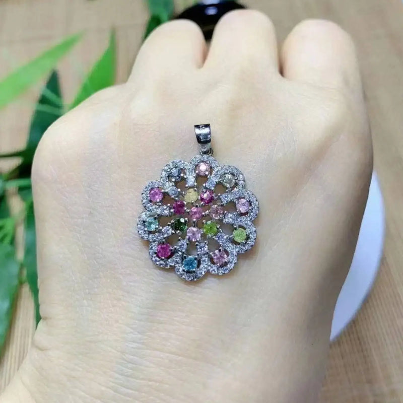 Natural Tourmaline 925 Sterling Silver Pendant