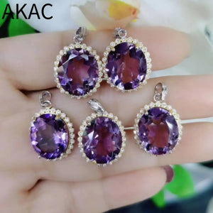 Natural Amethyst 925 Sterling Silver Pendant 12*14mm