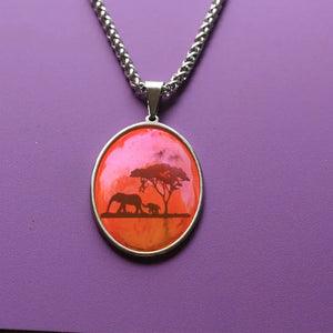 Stainless Steel Elephant Necklace Resin Jewelry Girl