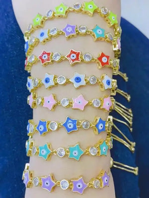 Star Eye CZ Enamel Bracelet for Women