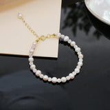 Freshwater Pearl Bracelet Crystal Jewelry Girls Temperament Pearl Bracelet