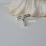 925 Sterling Silver Cufflink Fitting Base Round Bar U Arm DIY