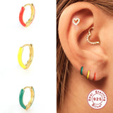 925 Sterling Silver Candy Enamel U Shape Hoop Earrings For Girls