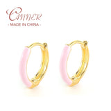 925 Sterling Silver Candy Enamel U Shape Hoop Earrings For Girls