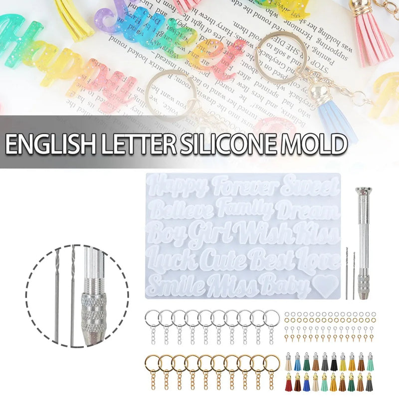 Alphabet Silicone Mold Kit DIY Resin Casting Keychain Making