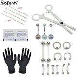 Disposable Body Piercing Kit - Needles, Clamp, Gloves - Ear Nose Navel