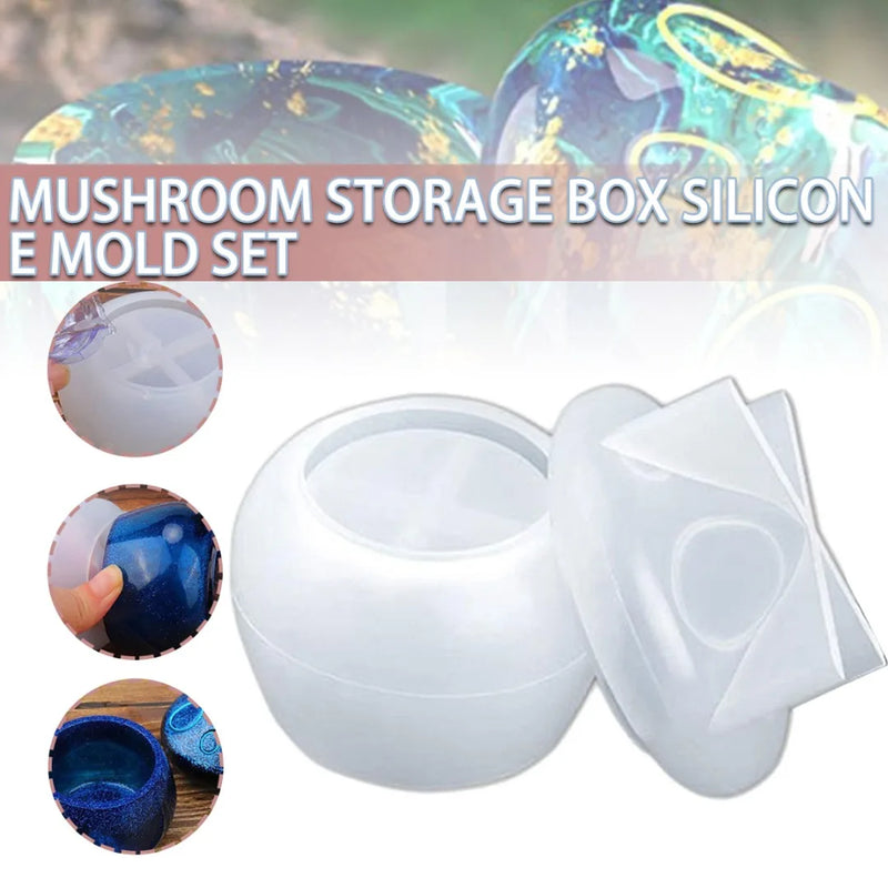 Mushroom Storage Box Silicone Mold With Lid Epoxy Resin Mould