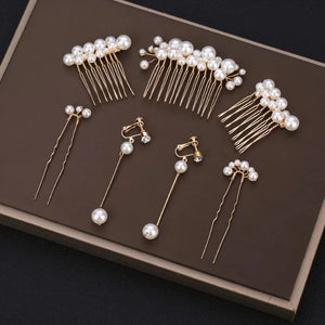 Pearls Wedding Hair Comb Bridal Hair Pins Set