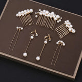 Pearls Wedding Hair Comb Bridal Hair Pins Set