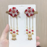 Retro Chinese Style Hanfu Headdress Tassel Flower Hairp