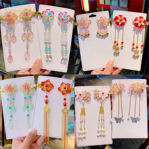 Retro Chinese Style Hanfu Headdress Tassel Flower Hairp