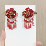 Retro Chinese Style Hanfu Headdress Tassel Flower Hairp