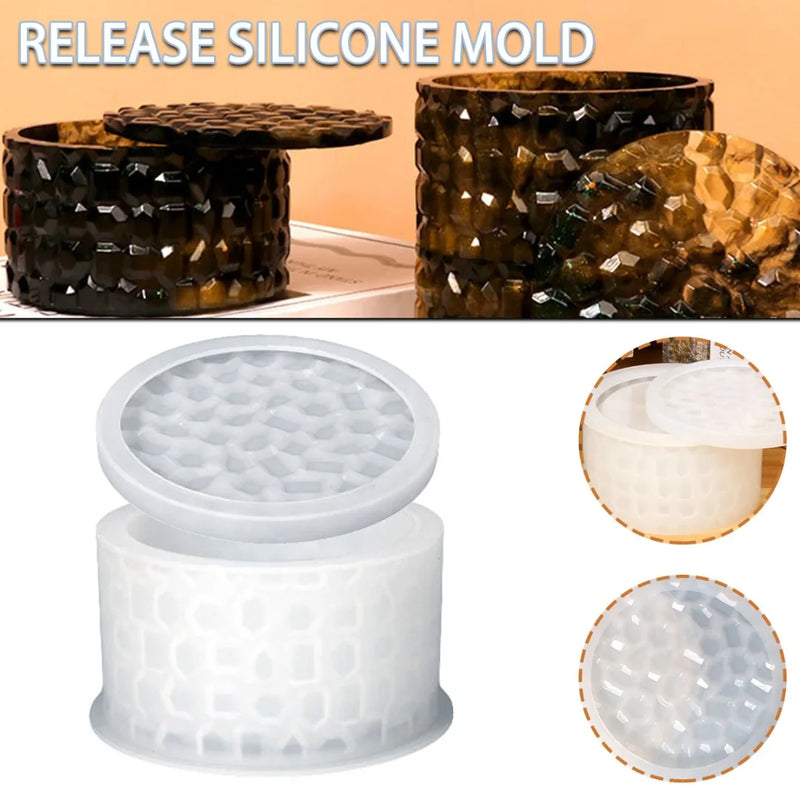 Round Silicone Storage Box Mold with Lid for Epoxy Resin Craft