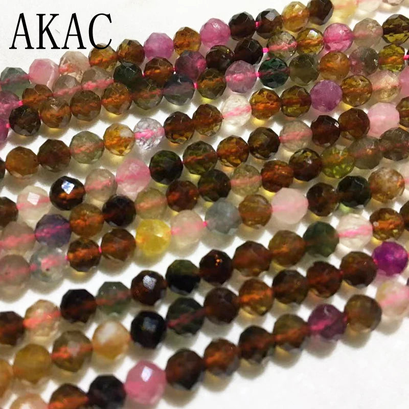 Natural Colorful Tourmaline Faceted Seed Beads 4.5mm for DIY Jewelry Making
