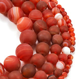 Matte Red Stripe Carnelian Natural Stone Beads for Jewelry Making