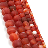 Matte Red Stripe Carnelian Natural Stone Beads for Jewelry Making