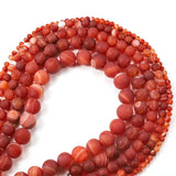 Matte Red Stripe Carnelian Natural Stone Beads for Jewelry Making