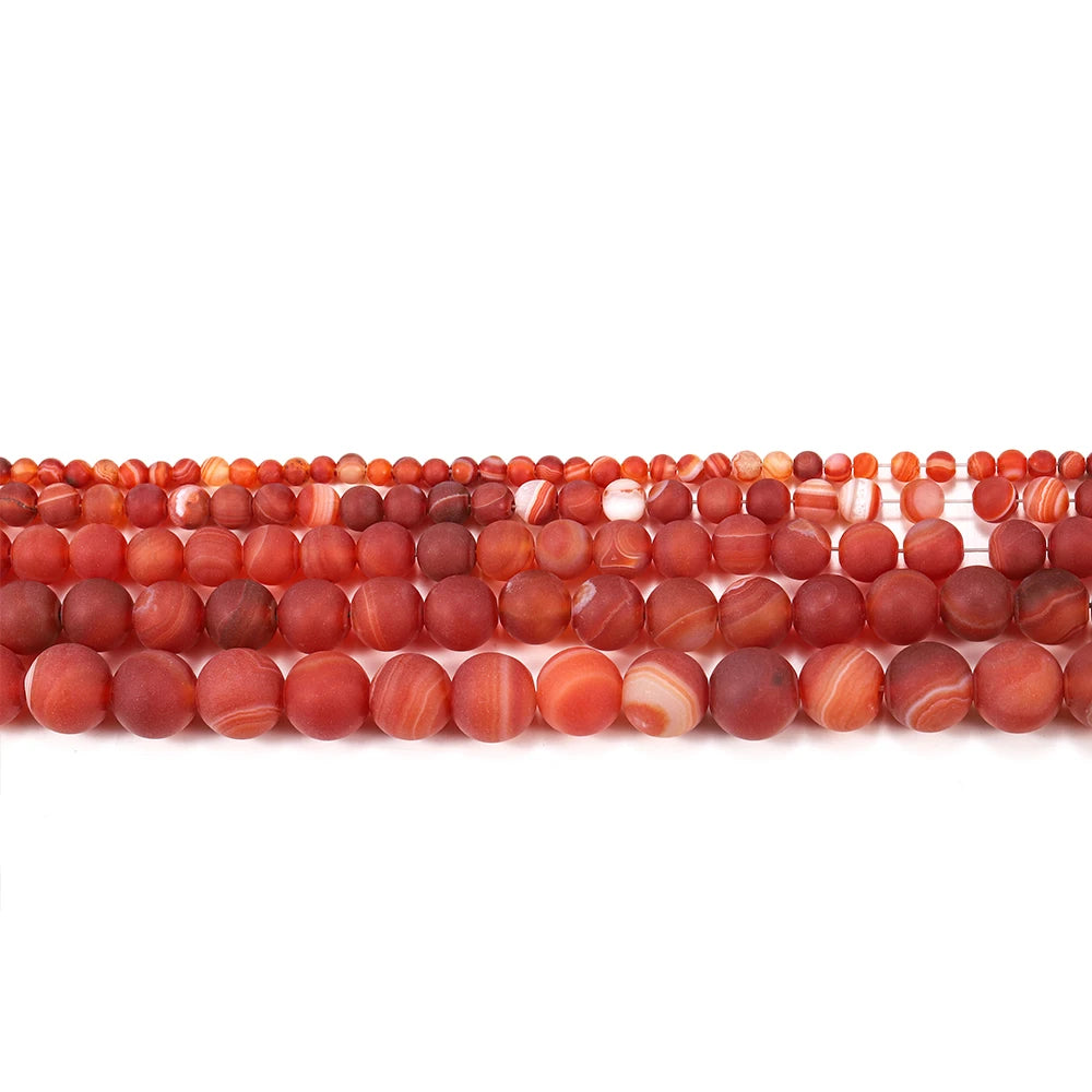 Matte Red Stripe Carnelian Natural Stone Beads for Jewelry Making