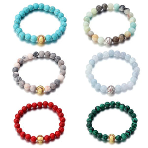 8mm Natural Stone Round Beaded Bracelets Yoga Bracelets for Men Women