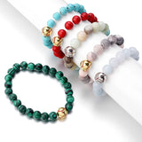 8mm Natural Stone Round Beaded Bracelets Yoga Bracelets for Men Women
