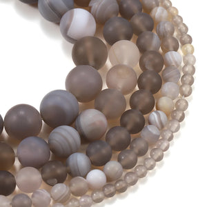 Matte Gray Stripe Agates & Carnelian Beads for Jewelry Making